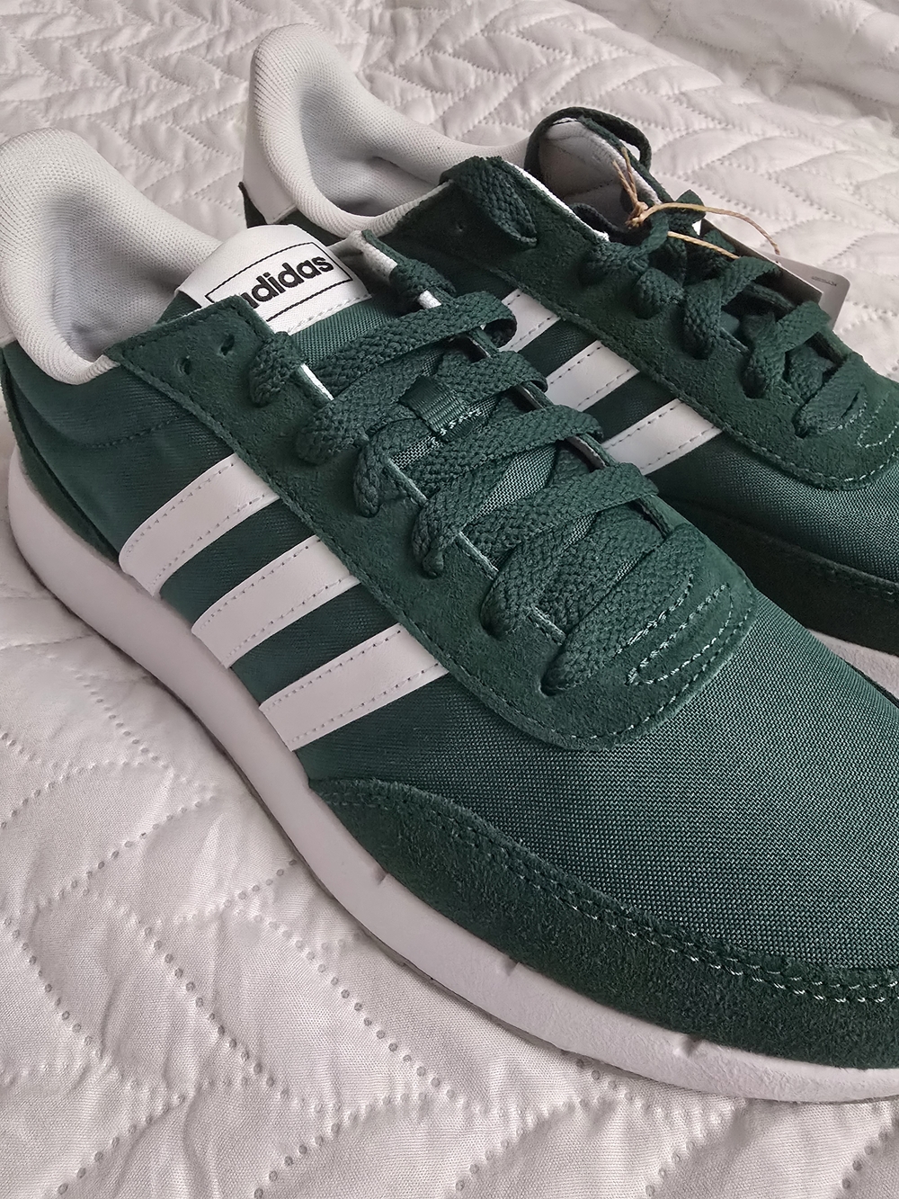 adidas Women's Dark Green Retro Runner with White Stripes
